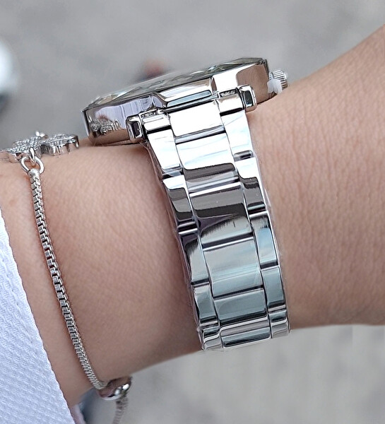 Daniel Klein Kesme Camlı 33 MM Metalik Şık Kadın Kol Saati - Zirkon Taşlı Bileklik