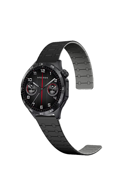Spovan Apeiron Sesli Görüşme BT 5.3 Tansiyon Ölçer Su Püskürtme Türkçe Akıllı Saat Titanyum Siyah