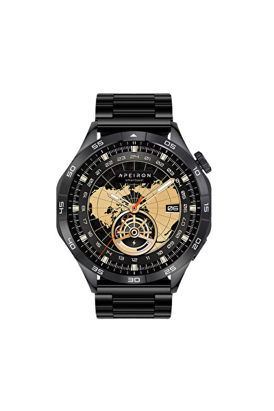 Spovan Apeiron Sesli Görüşme BT 5.3 Tansiyon Ölçer Türkçe Çelik Akıllı Saat Titanyum Siyah