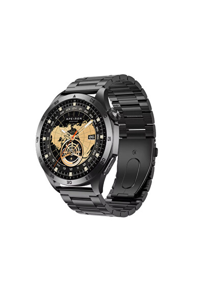 Spovan Apeiron Sesli Görüşme BT 5.3 Tansiyon Ölçer Türkçe Çelik Akıllı Saat Titanyum Siyah