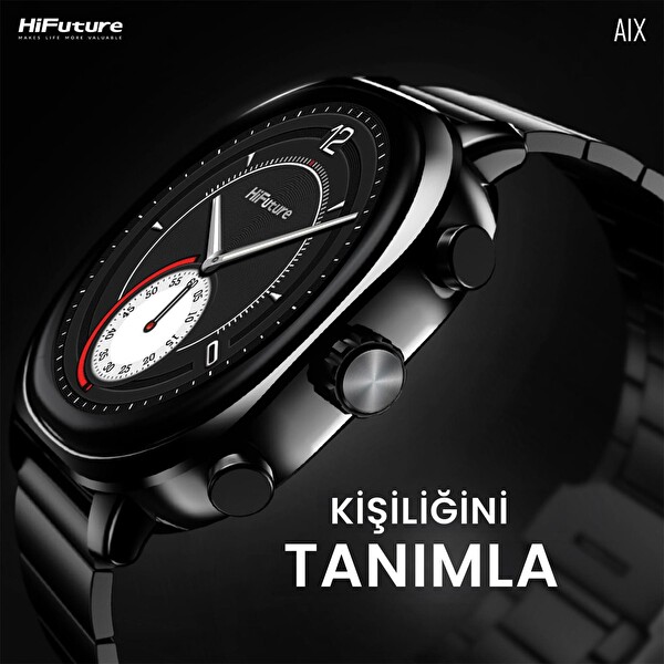 HiFuture AIX Nabız ve Kan Oksijen Takipli Spor Modlu IP68 Su Geçirmez Siyah Akıllı Saat