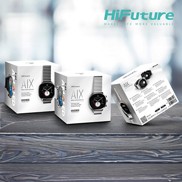 HiFuture AIX Nabız ve Kan Oksijen Takipli Spor Modlu IP68 Su Geçirmez Siyah Akıllı Saat