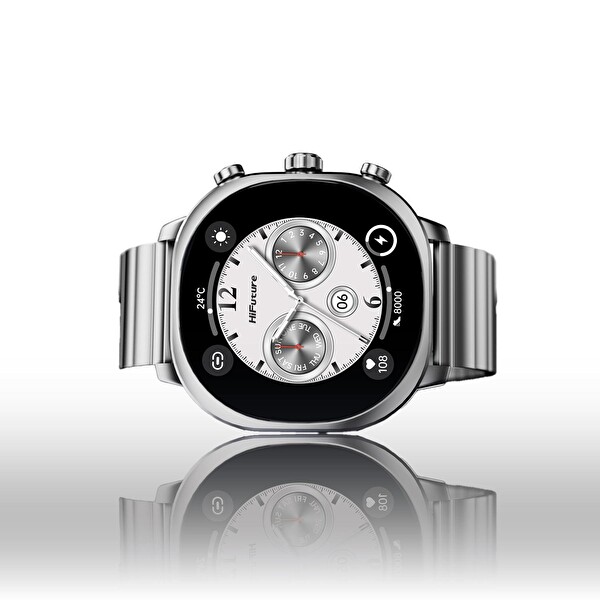HiFuture AIX Nabız ve Kan Oksijen Takipli Spor Modlu IP68 Su Geçirmez Gümüş Akıllı Saat