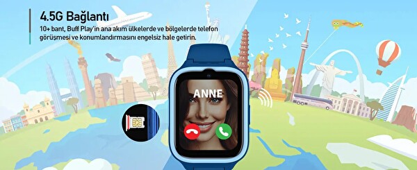Buff Kids Watch Play 4.5G Sim Kartlı GPS Mavi Akıllı Çocuk Saati
