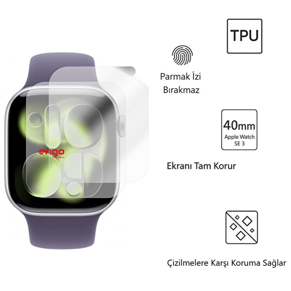 Engo Apple Watch Series 11 46 MM TPU Ekran Koruyucu 2'li Şeffaf