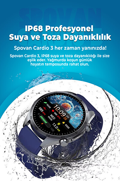 Spovan Cardio 3 Vücut Analiz Yapay Zeka Türkçe Akıllı Saat