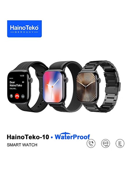 Haino Teko Watch Ultra 10 Amoled Ekran WaterProof 3 Kordonlu Akıllı Saat Siyah TEKO10