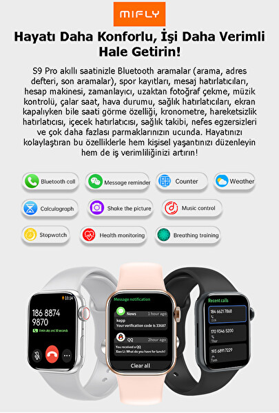 Mifly S10 Pro Altın Akıllı Saat