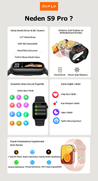 Mifly S10 Pro Altın Akıllı Saat