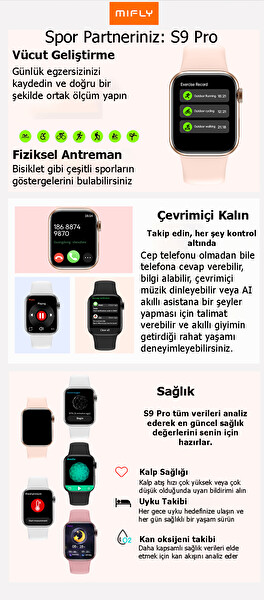 Mifly S10 Pro Altın Akıllı Saat