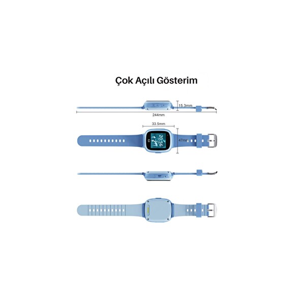 Piranha 9930 4G SIM Kart Wi-Fi GPS LBS Kamera Anlık ve Geçmiş Konum Akıllı Çocuk Takip Saati Mavi