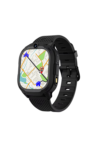 Spovan Safebell Görüntülü Görüşme GPS 4G Güvenli Akıllı Çocuk Saati Siyah