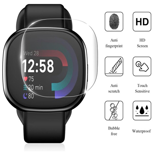 Engo Fitbit Versa 4 TPU Film Şeffaf Akıllı Saat Ekran Koruyucu - 2 Adet