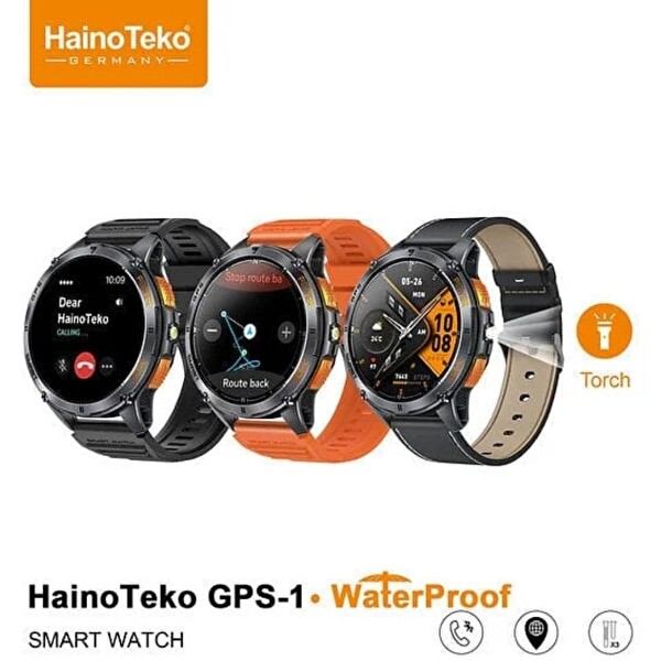 Haino Teko GPS-1 Amoled Ekran Su Geçirmez Dahili GPS Dahili Fener Akıllı Saat