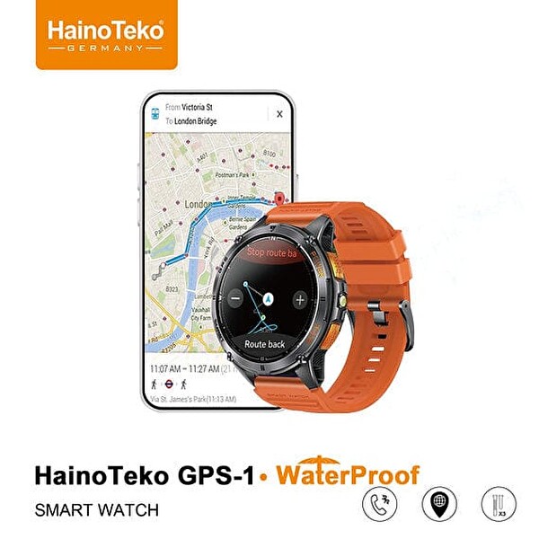 Haino Teko GPS-1 Amoled Ekran Su Geçirmez Dahili GPS Dahili Fener Akıllı Saat