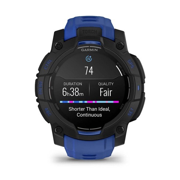 Garmin Instinct3 45 MM Amoled Blackwith Bolt Blue B Akıllı Saat