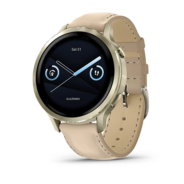 Garmin Venu 4 41 MM Lunar Gold Deri Kayışlı Akıllı Saat