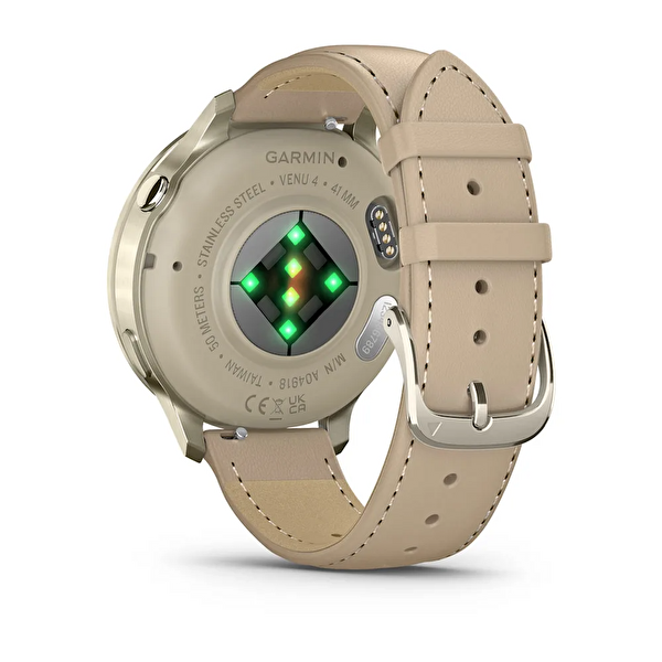 Garmin Venu 4 41 MM Lunar Gold Deri Kayışlı Akıllı Saat