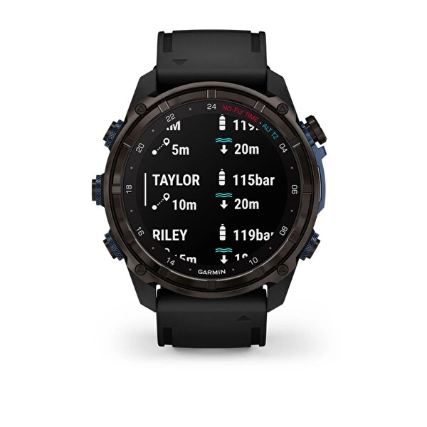 Garmin Descent MK3İ 51 MM Karbon Gri DLC Titanyum Siyah Silikon Kayışlı Akıllı Saat