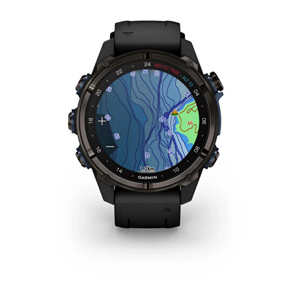 Garmin Descent MK3İ 43 MM Karbon Gri DLC Titanyum Siyah Silikon Kayışlı Akıllı Saat