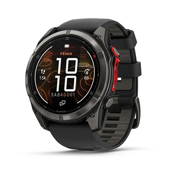 Garmin Fenix 8 - 51 MM Microled Sapphire Karbon Gri DLC Titanyum Siyah Çakıl Grisi Silikon Kayışlı Akıllı Saat
