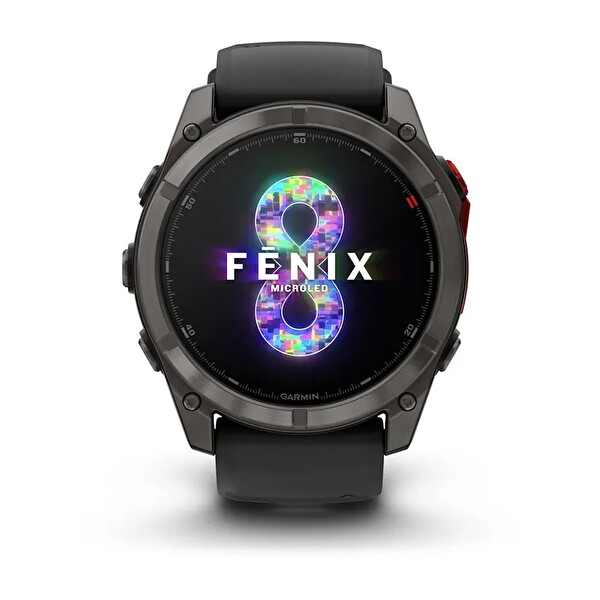 Garmin Fenix 8 - 51 MM Microled Sapphire Karbon Gri DLC Titanyum Siyah Çakıl Grisi Silikon Kayışlı Akıllı Saat