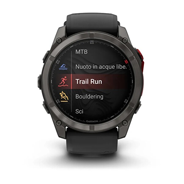 Garmin Fenix 8 - 51 MM Microled Sapphire Karbon Gri DLC Titanyum Siyah Çakıl Grisi Silikon Kayışlı Akıllı Saat