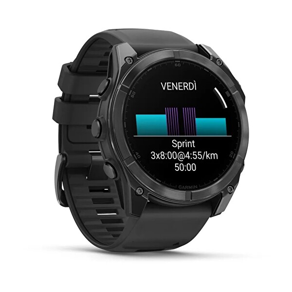 Garmin Fenix 8 - 51 MM Microled Sapphire Karbon Gri DLC Titanyum Siyah Çakıl Grisi Silikon Kayışlı Akıllı Saat