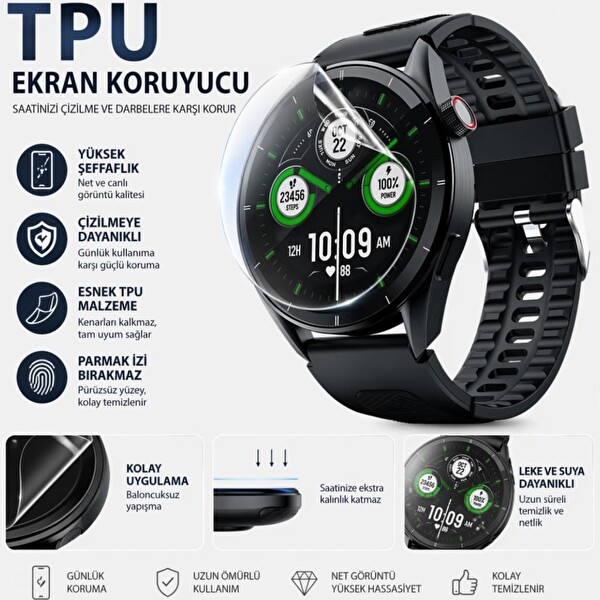 Engo Tecno Watch Pro 3 Ekran Koruyucu TPU 2'li Şeffaf
