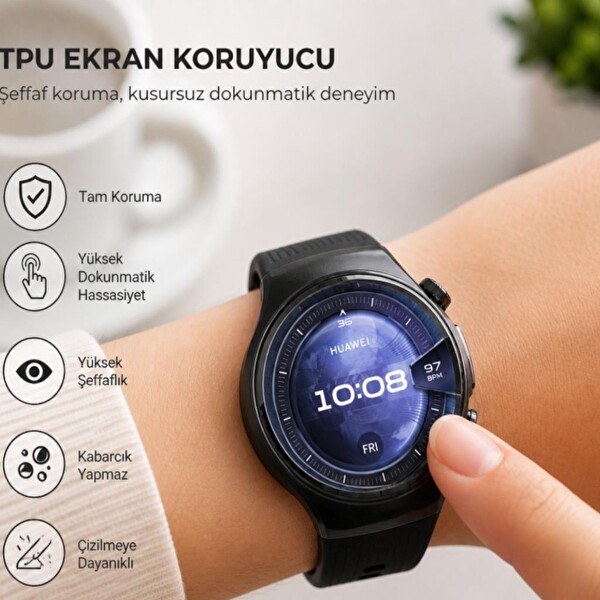 Engo Huawei Watch 5 42 MM TPU Şeffaf Ekran Koruyucu 2 Adet