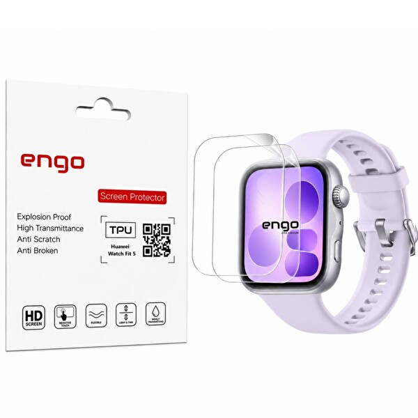 Engo Huawei Watch Fit 5 TPU Şeffaf Film 2 Adet Ekran Koruyucu