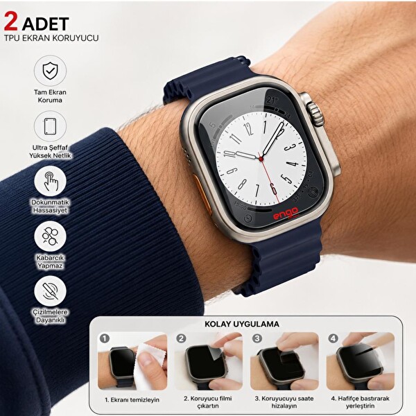 Engo Winex Watch 8 Pro Max Uyumlu Ekran Koruyucu TPU Şeffaf Film 2 Adet