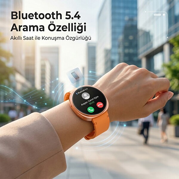 Bix TSW3 42mm Ultra İnce 1.32 inç AMOLED Ekran Bluetooth Aramalı Metal Çerçeve Nabız SpO2 Ölçer Akıllı Saat Pembe