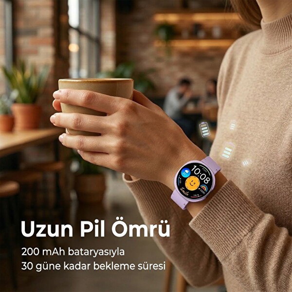 Bix TSW3 42mm Ultra İnce 1.32 inç AMOLED Ekran Bluetooth Aramalı Metal Çerçeve Nabız SpO2 Ölçer Akıllı Saat Pembe