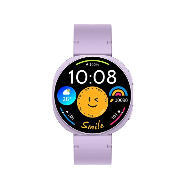Bix TSW3 42mm Ultra İnce 1.32 inç AMOLED Ekran Bluetooth Aramalı Metal Çerçeve Nabız SpO2 Ölçer Akıllı Saat Mor