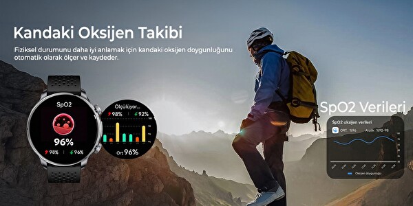 Bix TSW6 48mm 1.6 inç Super Retina AMOLED GPS AI Yapay Zeka Bluetooth Aramalı Nabız SpO2 Ölçer Akıllı Saat Siyah