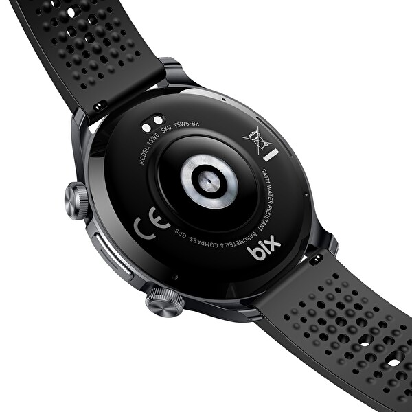 Bix TSW6 48mm 1.6 inç Super Retina AMOLED GPS AI Yapay Zeka Bluetooth Aramalı Nabız SpO2 Ölçer Akıllı Saat Siyah