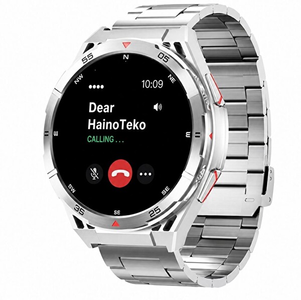 Haino Teko GPS-2 GPS Özellikli Amoled Ekran 3 ATM Su Geçirmez 3 Kordonlu Bluetooth Aramalı Akıllı Saat Gümüş