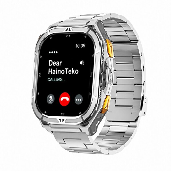 Haino Teko GPS-3 Amoled Ekran Bluetooth GPS Konumlu 3 Kordonlu 5 ATM Gümüş Kasa Akıllı Saat