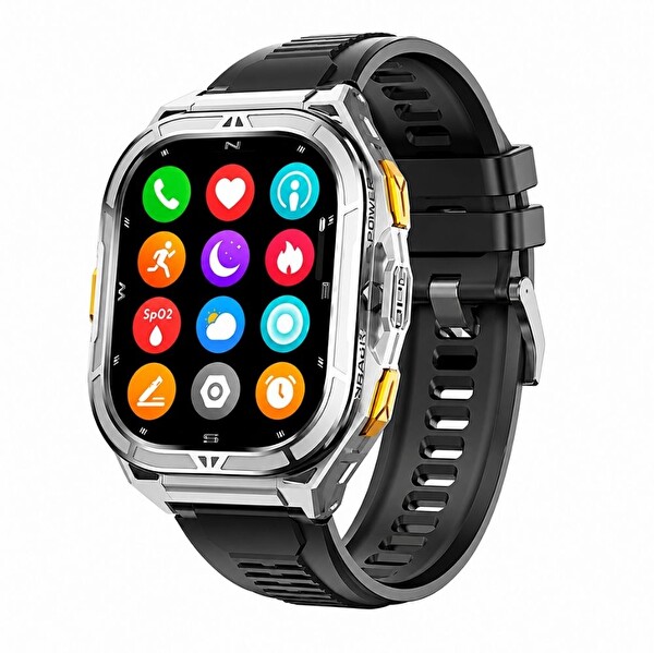 Haino Teko GPS-3 Amoled Ekran Bluetooth GPS Konumlu 3 Kordonlu 5 ATM Gümüş Kasa Akıllı Saat