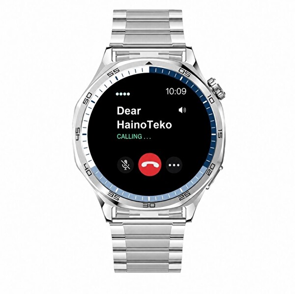 Haino Teko-33 Gümüş 1 Kasa 3 Değiştirilebilir Kordon Amoled Ekran Bluetooth Arama Özellikli Akıllı Saat