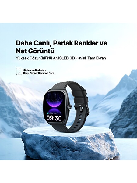 Ttec Tempus Pro 47 MM Kavisli Amoled Ekranlı Siyah Alüminyum Kasa Sesli Görüşme Özelliği Akıllı Saat