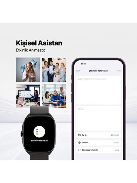 Ttec Tempus Pro 47 MM Kavisli Amoled Ekranlı Siyah Alüminyum Kasa Sesli Görüşme Özelliği Akıllı Saat
