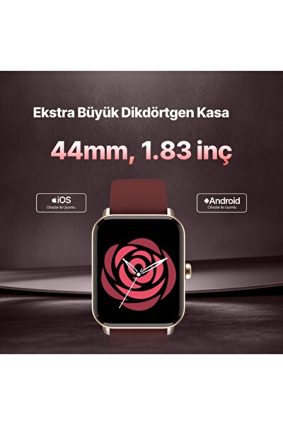 Ttec Tempus 2S13WV3 44 MM Dikdörtgen Kasa iOS ve Android Uyumlu 22 MM Değiştirilebilir Kordonlu Siyah Akıllı Saat