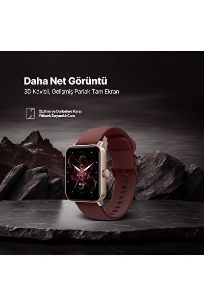 Ttec Tempus 2S13WV3 44 MM Dikdörtgen Kasa iOS ve Android Uyumlu 22 MM Değiştirilebilir Kordonlu Siyah Akıllı Saat