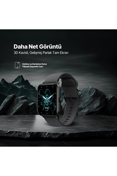 Ttec Tempus 2S13WV3 44 MM Dikdörtgen Kasa iOS ve Android Uyumlu 22 MM Değiştirilebilir Kordonlu Siyah Akıllı Saat