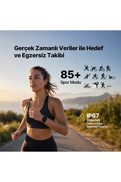 Ttec Tempus 2S13WV3 44 MM Dikdörtgen Kasa iOS ve Android Uyumlu 22 MM Değiştirilebilir Kordonlu Siyah Akıllı Saat