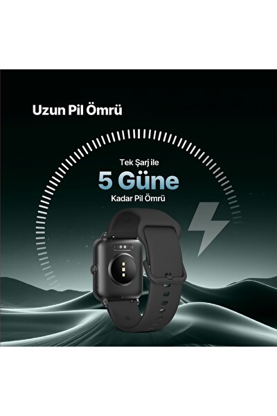 Ttec Tempus 2S13WV3 44 MM Dikdörtgen Kasa iOS ve Android Uyumlu 22 MM Değiştirilebilir Kordonlu Siyah Akıllı Saat