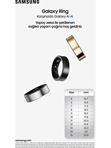 Samsung Galaxy Akıllı Yüzük Siyah Titanyum Yüzük Ölçüsü 13- 22.2 MM