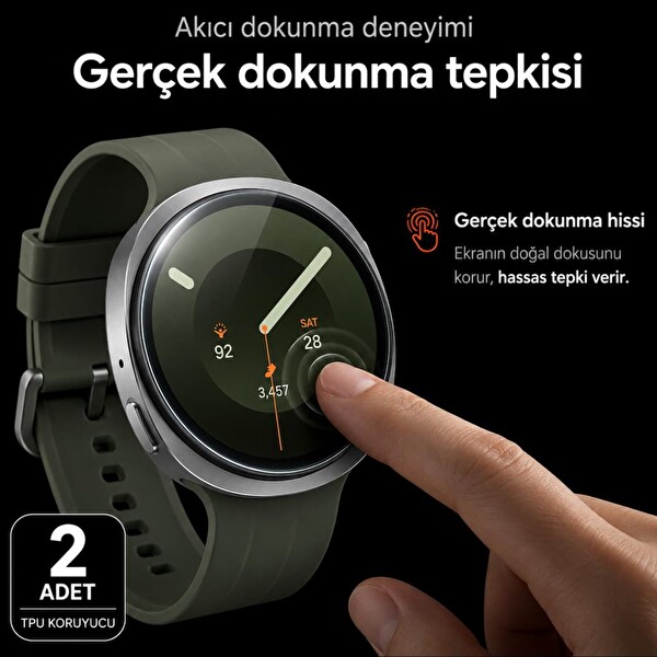 Engo Samsung Galaxy Watch 9 44 MM İle Uyumlu Ekran Koruyucu TPU Tam Kaplayan Akıllı Saat Koruması 2 Adet